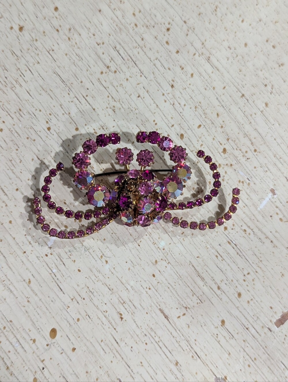 Vintage Pink Rhinestone Brooch - Sparkling Crab Austrian Crystal